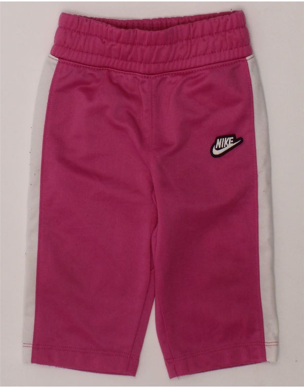 NIKE Baby Girls Tracksuit Trousers 6-9 Months  Pink Colourblock Polyester