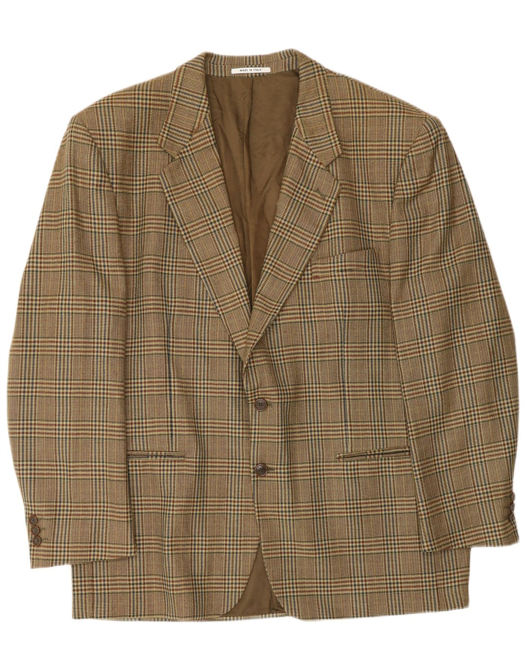 Vintage hombres 2 botones Blazer chaqueta Reino Unido 40 grande beige Houndstooth
