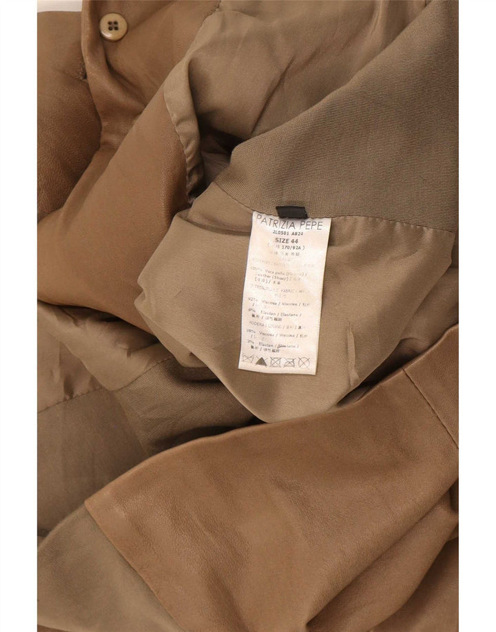 Patrizia Pepe Chaqueta Blazer de Cuero con 2 Botones para Mujer IT 44 Marrón Medio