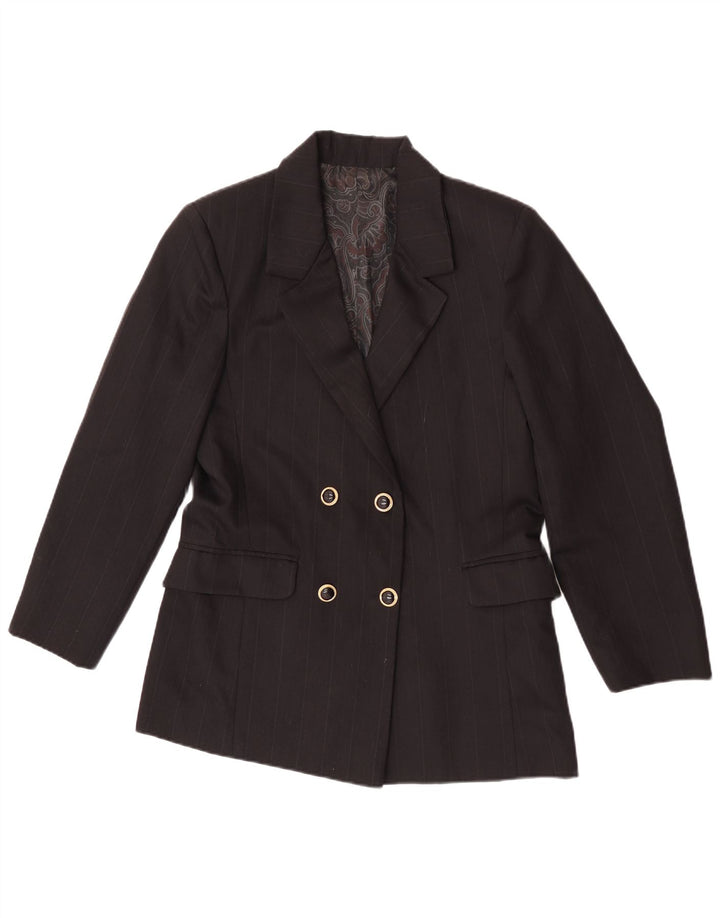 Vintage mujer chaqueta blazer de doble pecho Reino Unido 12 rayas negras medianas