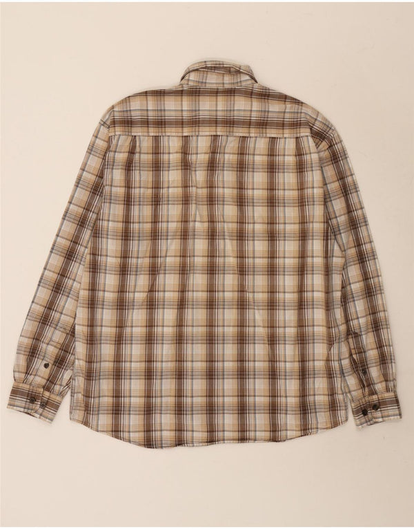 Camisa Wrangler Hombre Grande Beige Cuadros Algodón