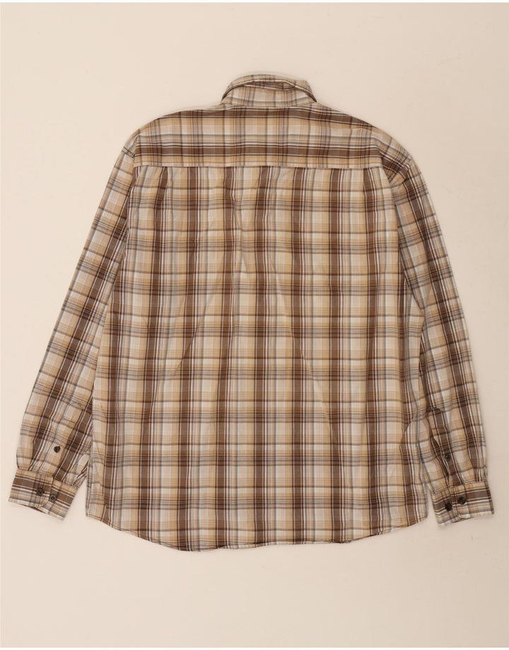 Camisa Wrangler Hombre Grande Beige Cuadros Algodón