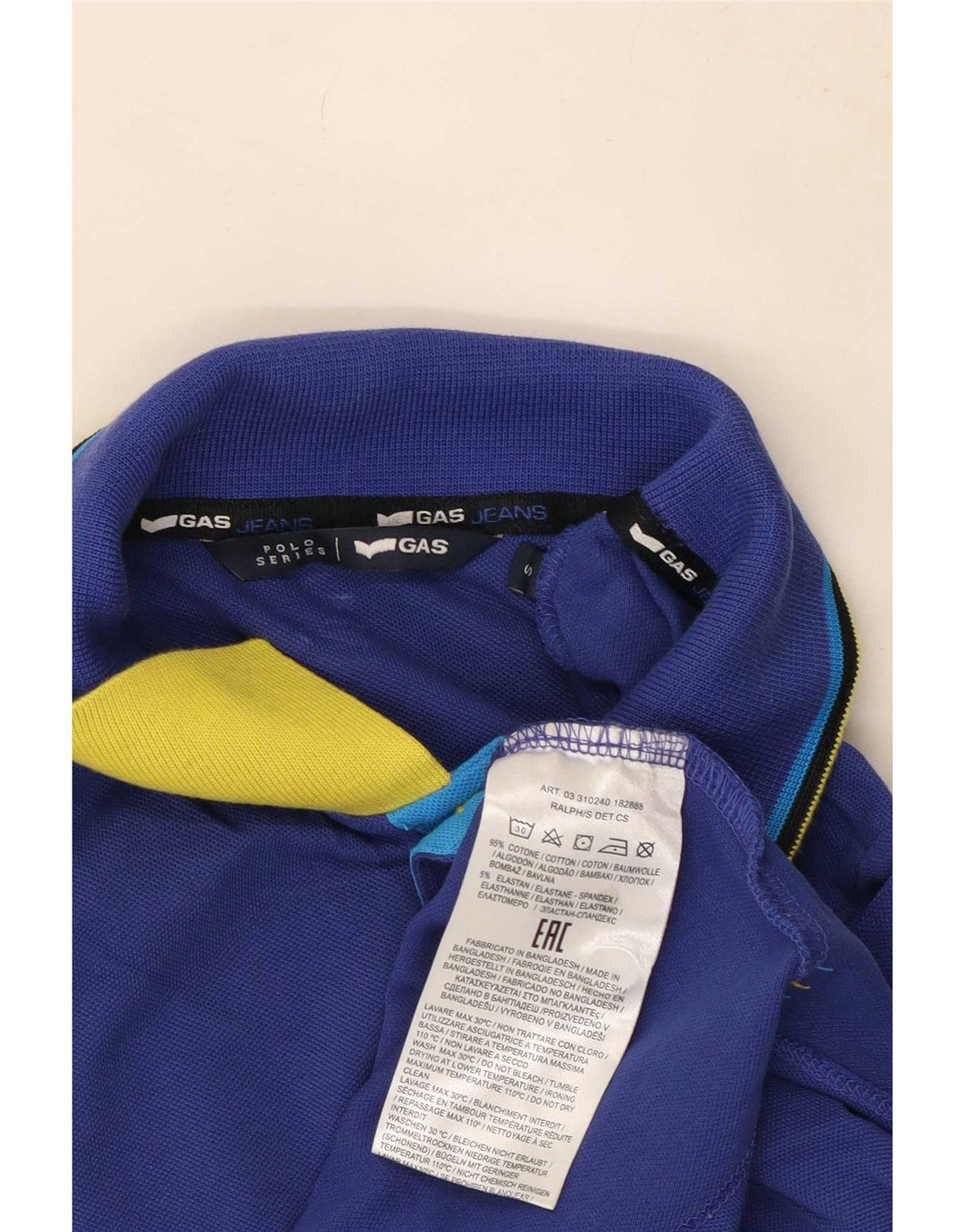 Polo Gas Hombre Algodón A Rayas Azul Pequeño