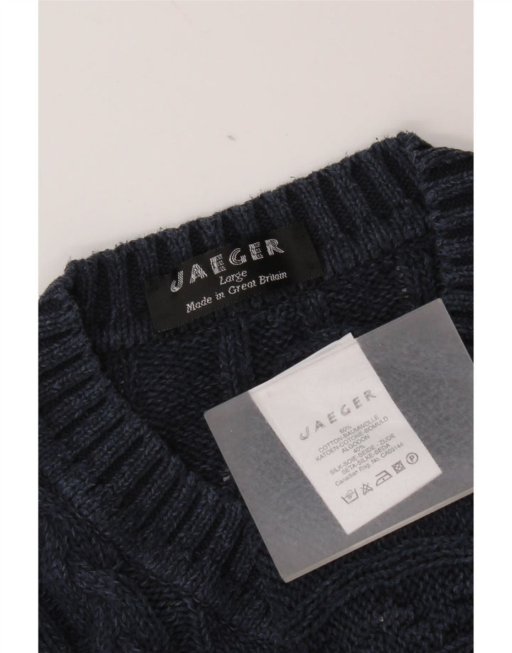 Jaeger Jersey con cuello en V para hombre, talla grande, algodón azul marino