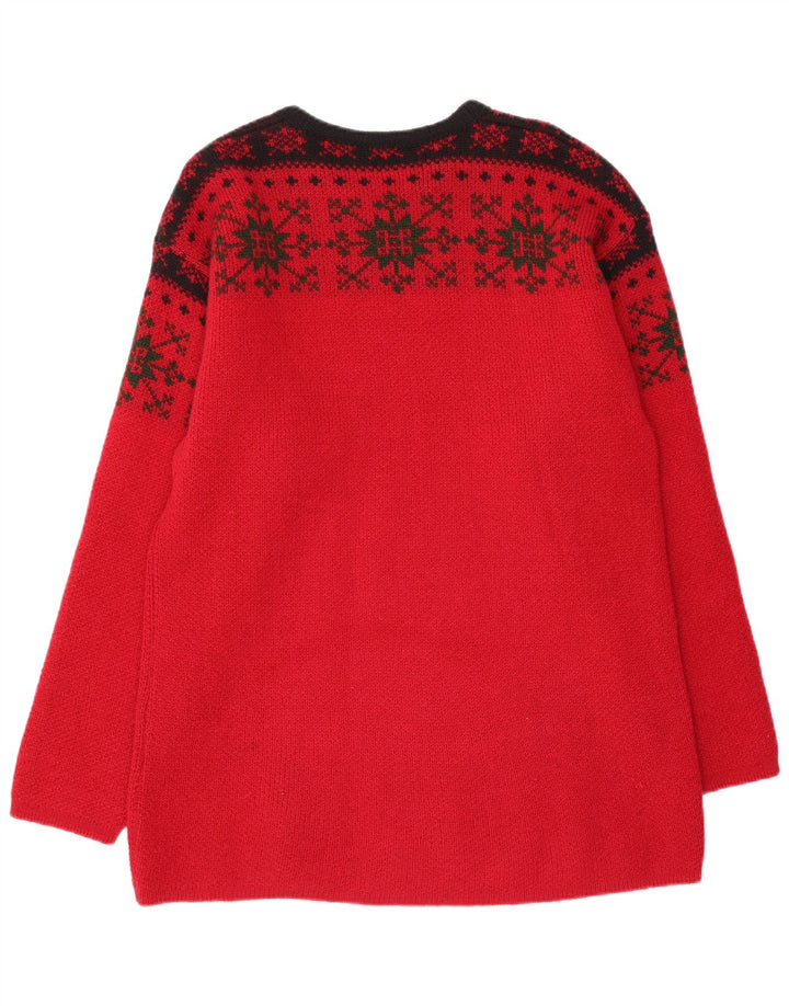 JANUS Jersey de cuello redondo para hombre IT 50 Lana Fair Isle roja mediana
