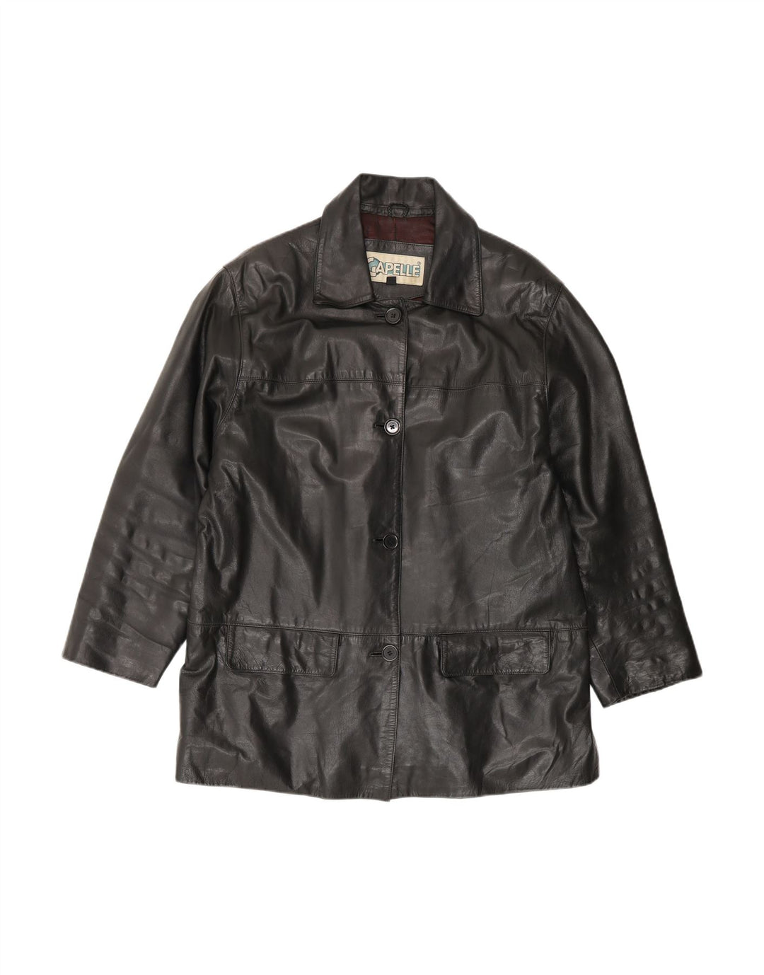 CAPELLE Womens Leather Jacket UK 14 Medium Black Leather
