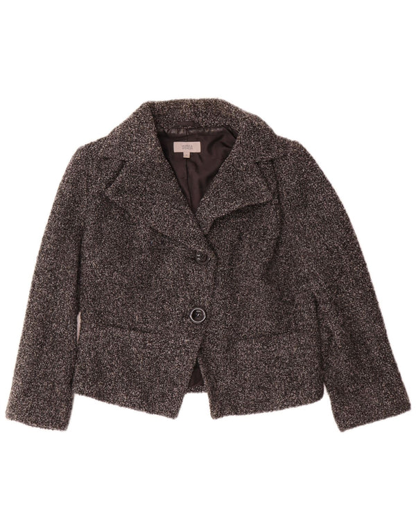 Marks & Spencer Chaqueta tipo blazer de 2 botones para mujer UK 44 Grande Lana moteada gris