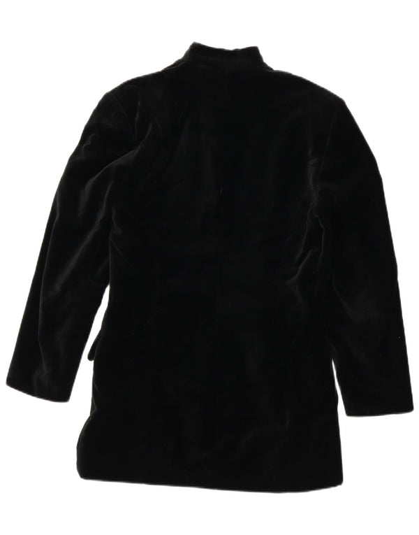 Vintage mujer terciopelo 4 botón Blazer chaqueta Reino Unido 12 algodón negro medio