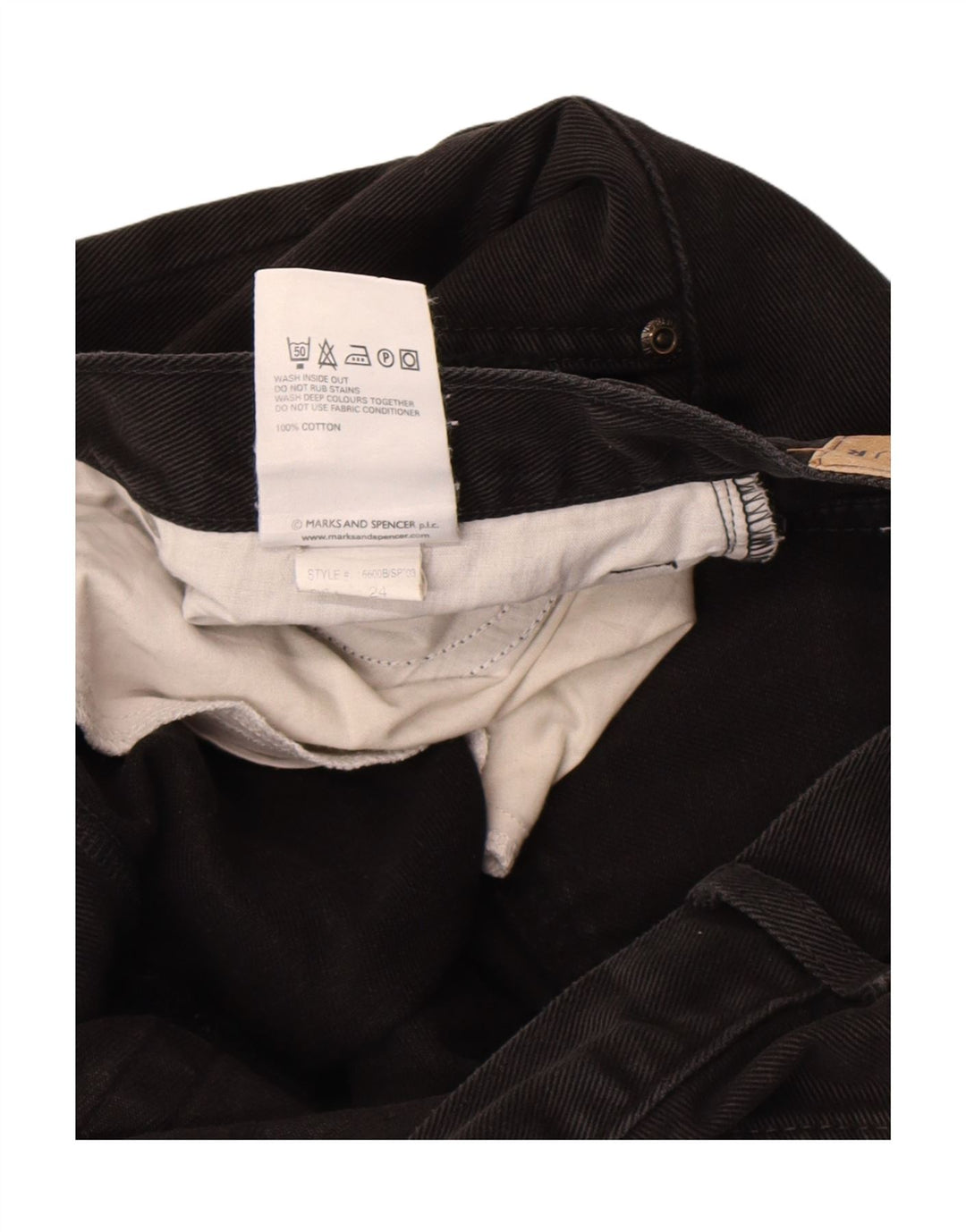 Marks & Spencer Vaqueros rectos para hombre W38 L33 Algodón negro