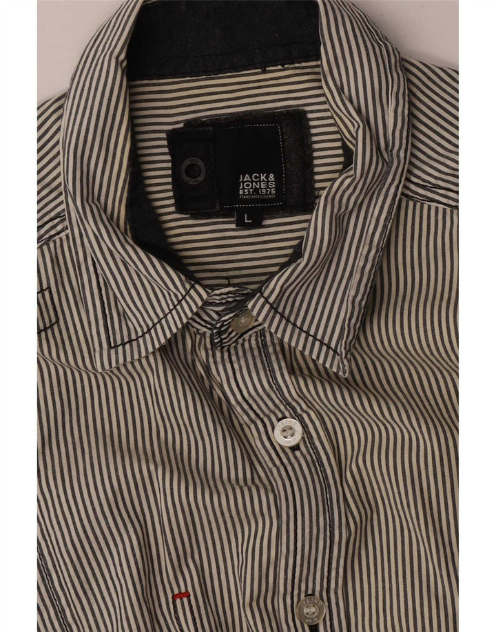 Camisa Jack & Jones Hombre Grande Azul Marino Rayas
