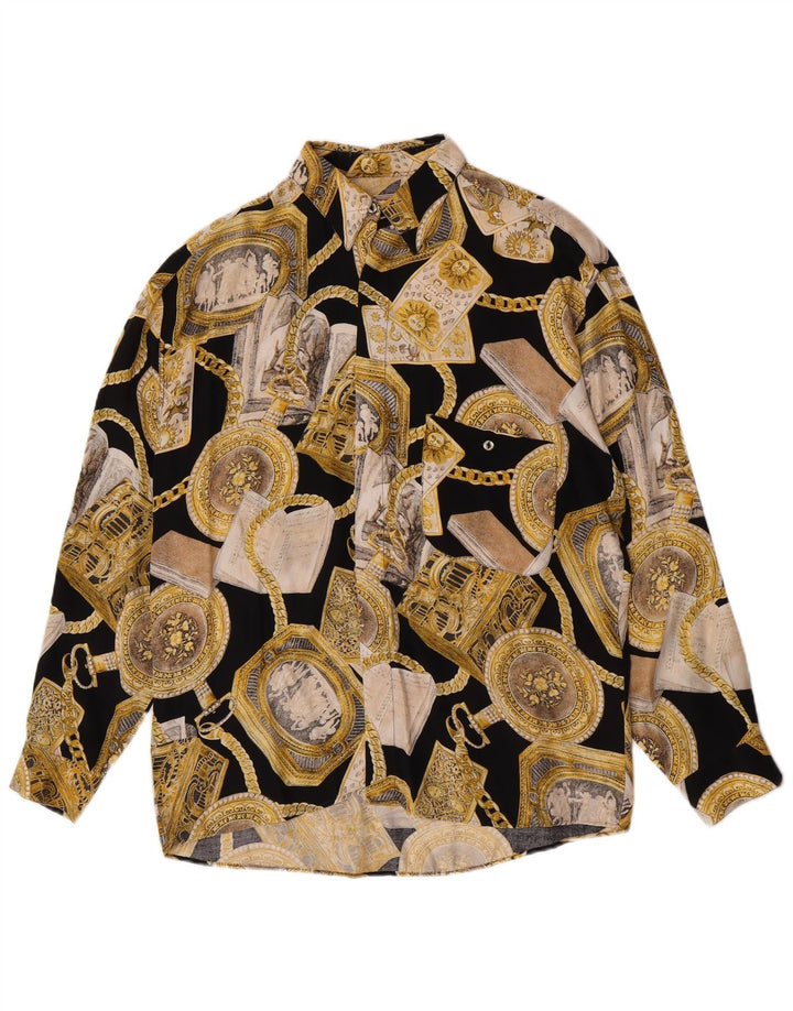 Camisa Tipo' S Hombre Con Estampado Abstracto Viscosa Negra Mediana