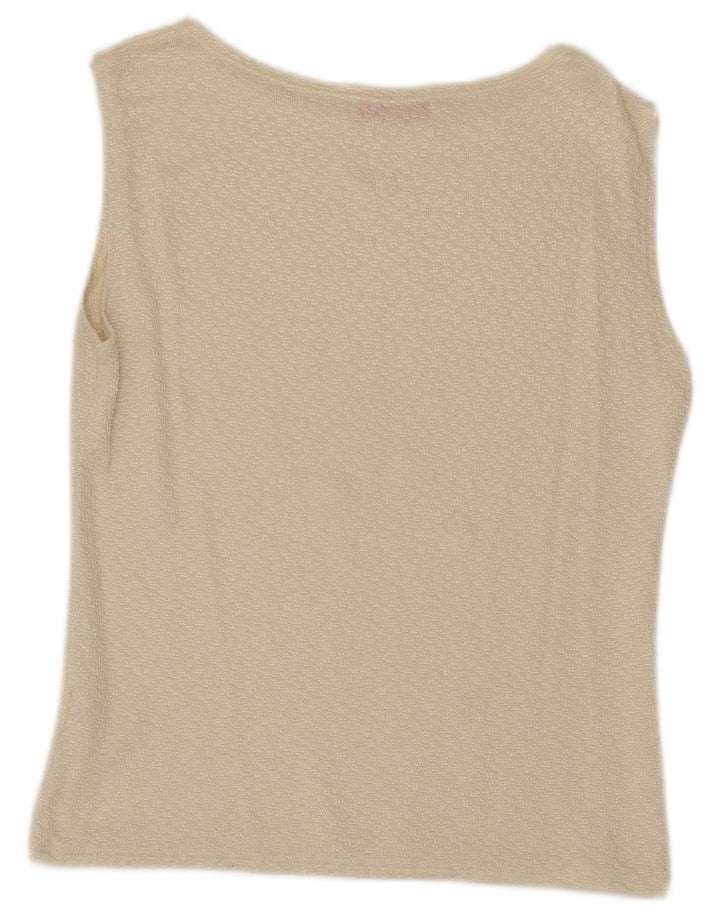 EMANUEL UNGARO Blusa sin mangas para mujer UK 12 Medium Off White