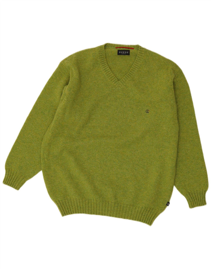 Guess Jersey De Punto Con Cuello En V Grande De Lana Verde Hombre