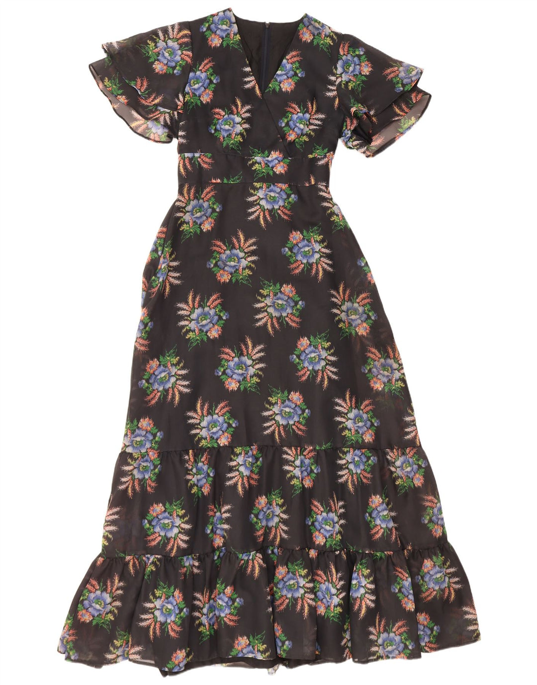 Diolen Vestido largo para mujer EU 42 Poliéster floral negro grande