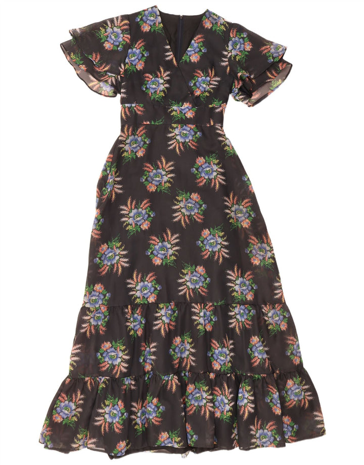 Diolen Vestido largo para mujer EU 42 Poliéster floral negro grande