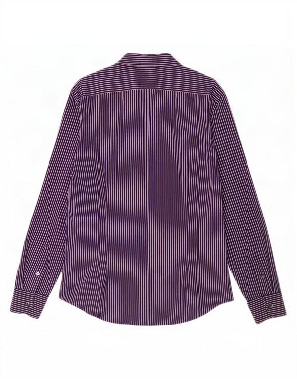 Camisa Benetton Hombre XL Algodón Azul Marino Raya diplomática