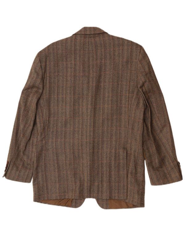 Barisal Chaqueta tipo blazer de 3 botones para hombre IT 50 Large Brown Check Lana virgen