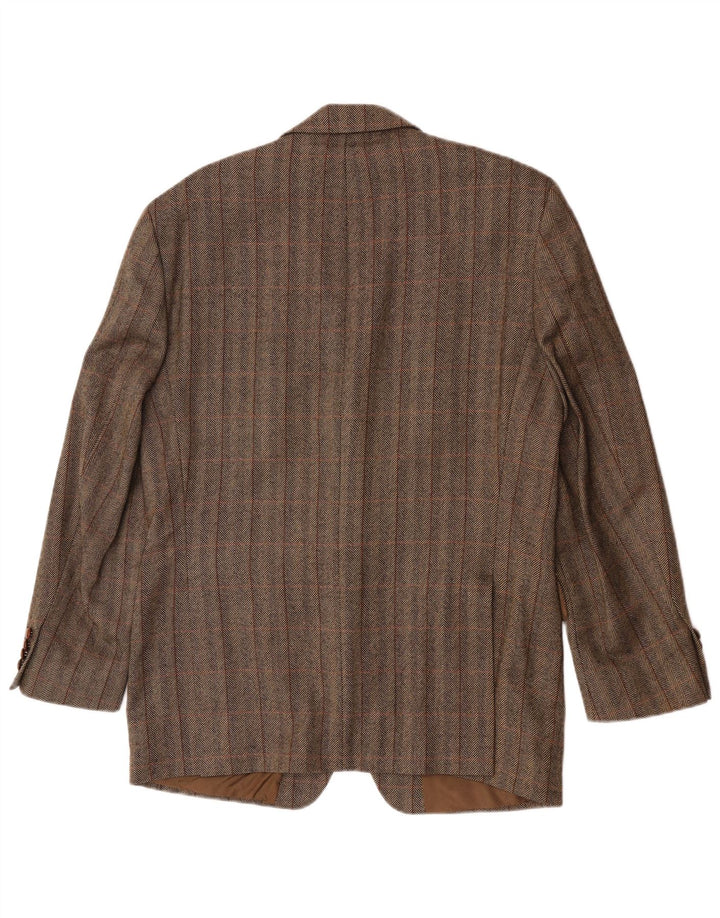 Barisal Chaqueta tipo blazer de 3 botones para hombre IT 50 Large Brown Check Lana virgen