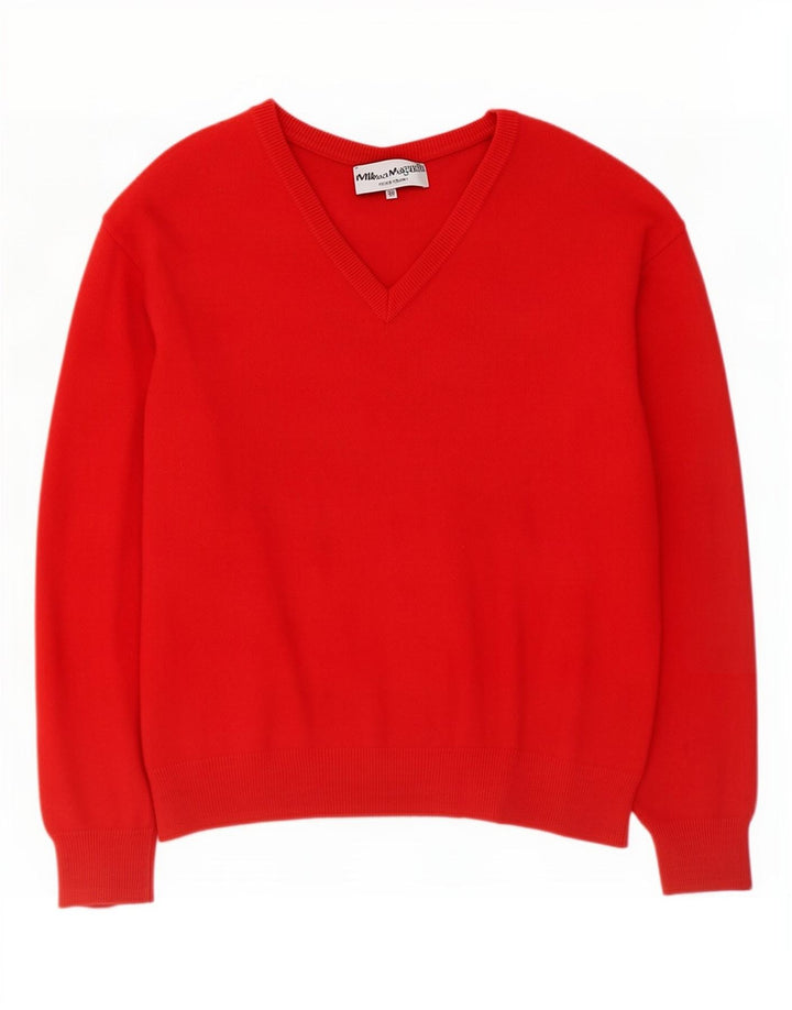 Vintage mujer V-cuello jersey suéter IT 50 XL rojo