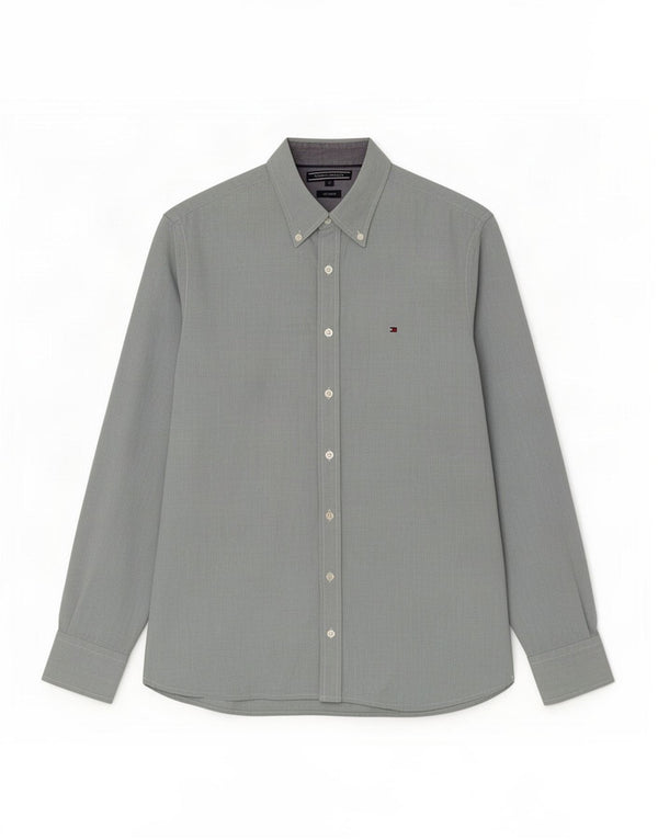 Tommy Hilfiger Camisa Custom Fit De Algodón Verde Medio Hombre