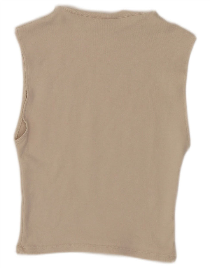 Zara Mujer Crop Chaleco Top Reino Unido 44 Grande Beige