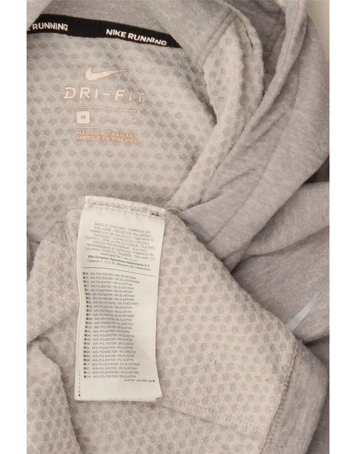 Nike - Camiseta con capucha Dri Fit para hombre, manga larga, poliéster moteado en gris medio