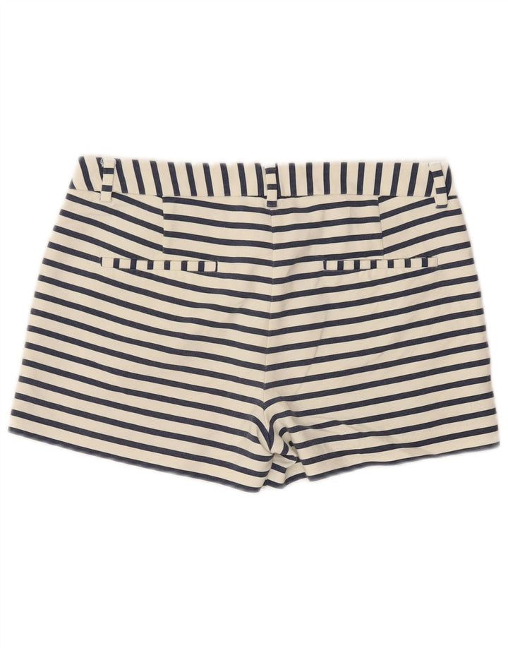 Zara Mujer Pantalones Cortos Chinos Pequeños W26 Algodón A Rayas Blanco