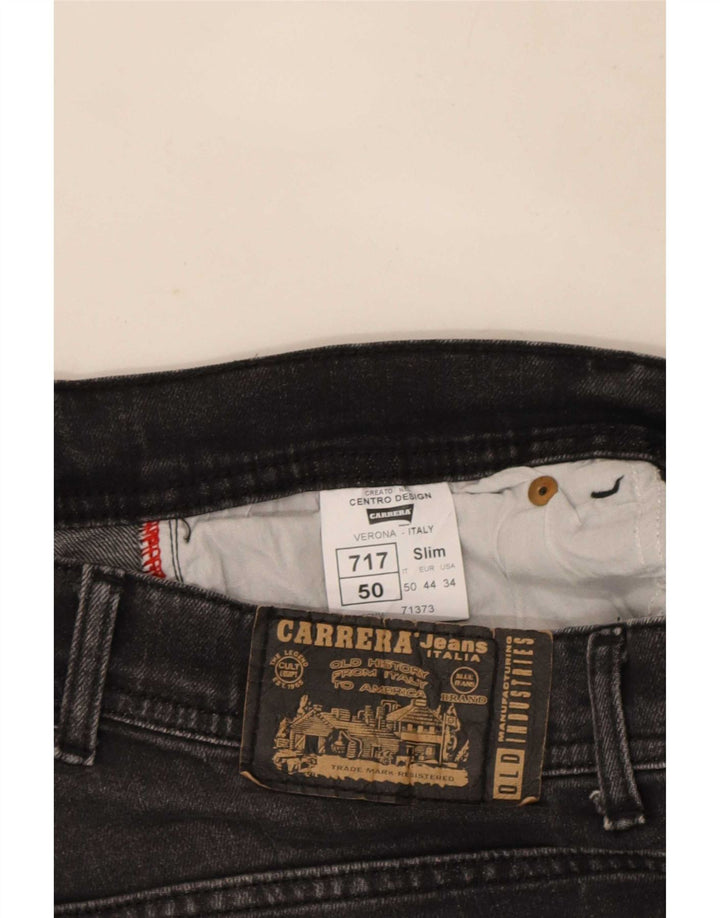 Carrera Mens 717 Vaqueros Slim Desgastados W34 L32 Algodón Negro