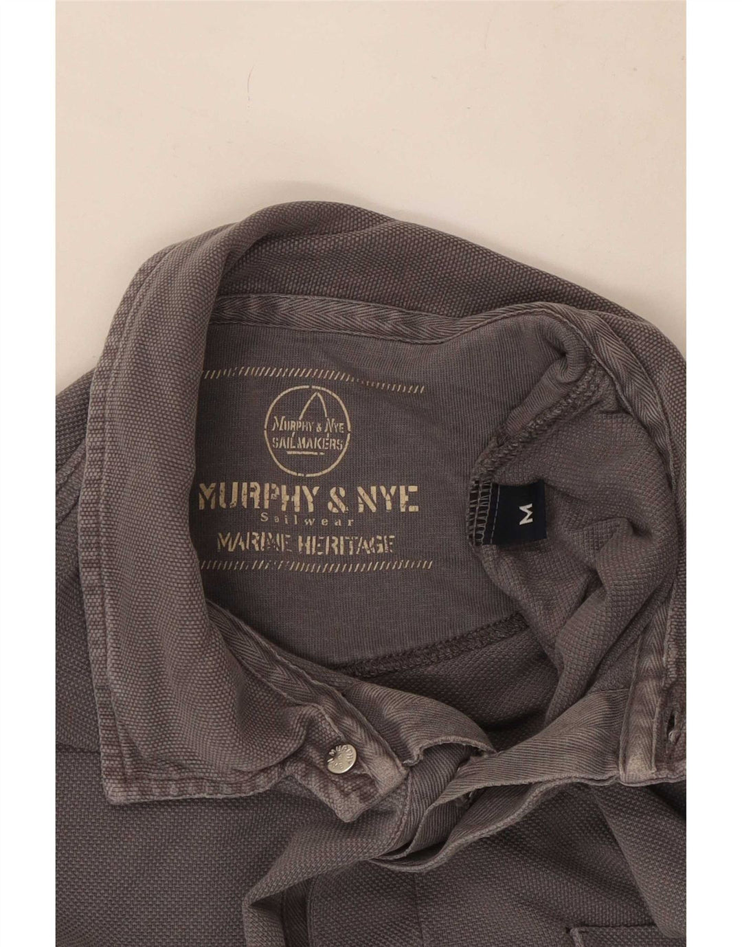 Murphy & Nye Polo Sailmakers de manga larga para hombre, ajuste holgado, gris medio