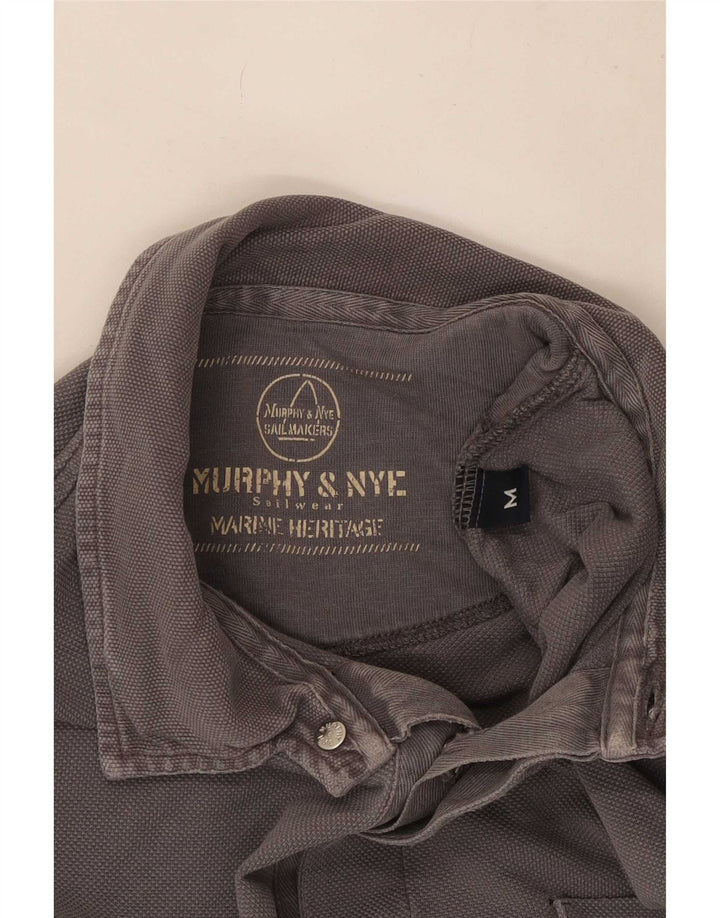 Murphy & Nye Polo Sailmakers de manga larga para hombre, ajuste holgado, gris medio