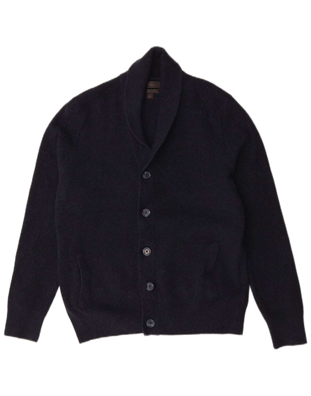 Marks & Spencer Suéter tipo cárdigan para hombre XL Algodón azul marino