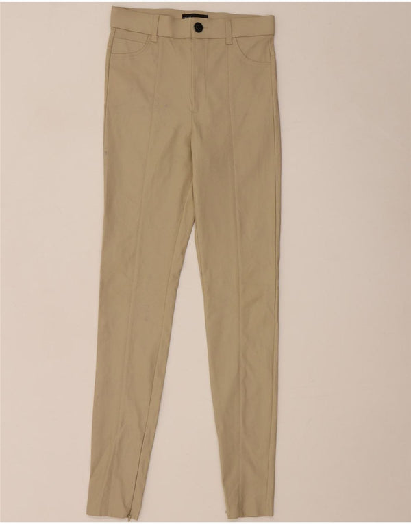 Zara Mujer Pantalones Casuales Pitillo Pequeños W26 L29 Viscosa Beige