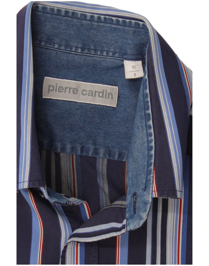 PIERRE CARDIN Camisa Manga Corta Hombre XL Azul Marino Rayas