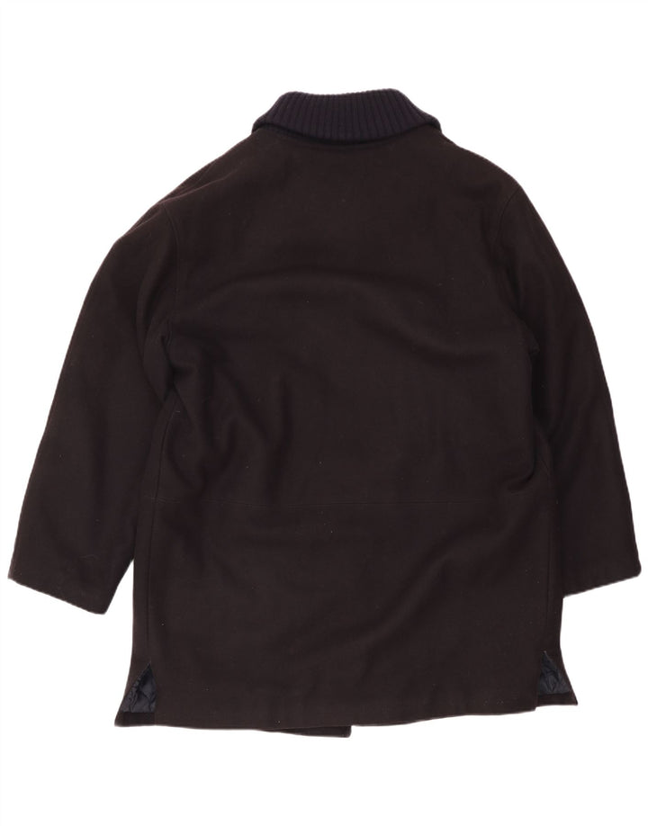 Vintage Hombre Abrigo Reino Unido 42 XL Viscosa Negra