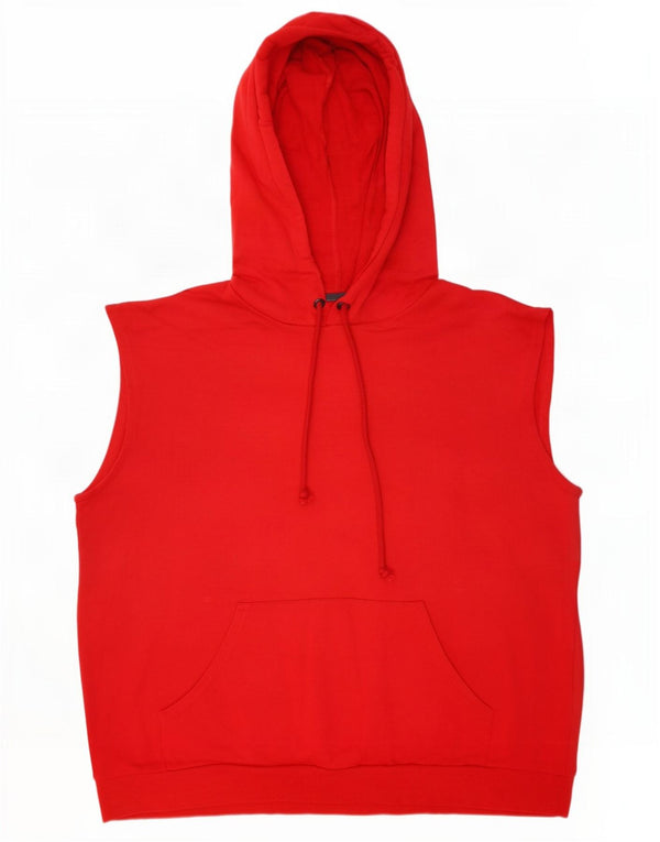 Zara Hombre Sudadera con Capucha Suelta Sin Mangas Jersey Pequeño Rojo