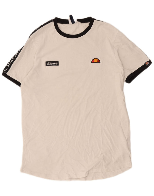 Ellesse Camiseta gráfica para hombre Top grande de algodón color block en blanco roto