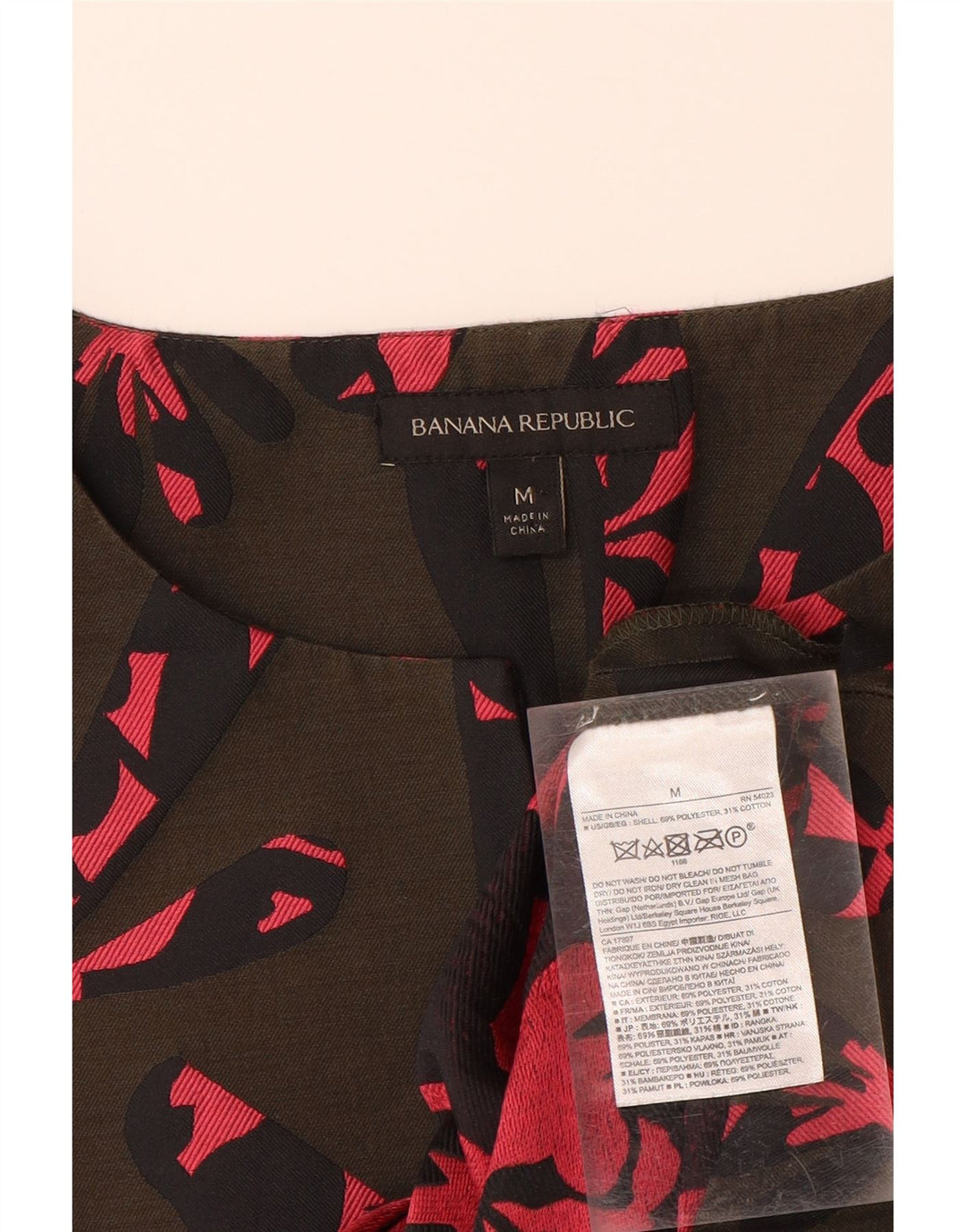 BANANA REPUBLIC Blusa con estampado abstracto para mujer Reino Unido 44 Caqui medio