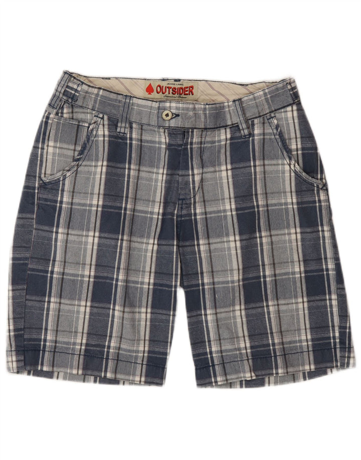 Pantalones cortos chinos para hombre Outsider W30 Algodón a cuadros azul medio