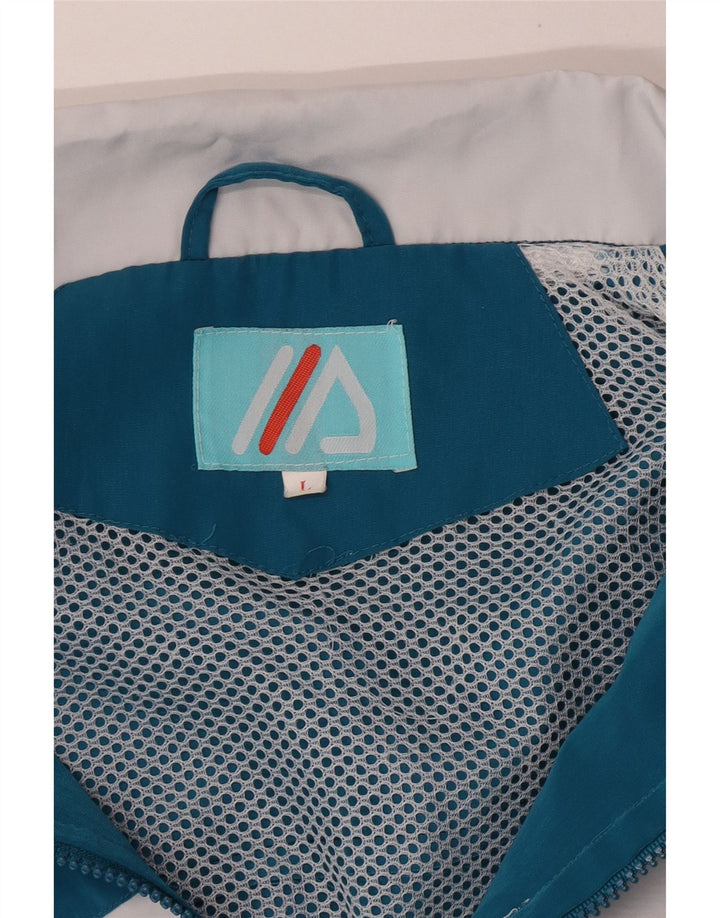 Vintage hombres chándal top chaqueta grande azul colorblock