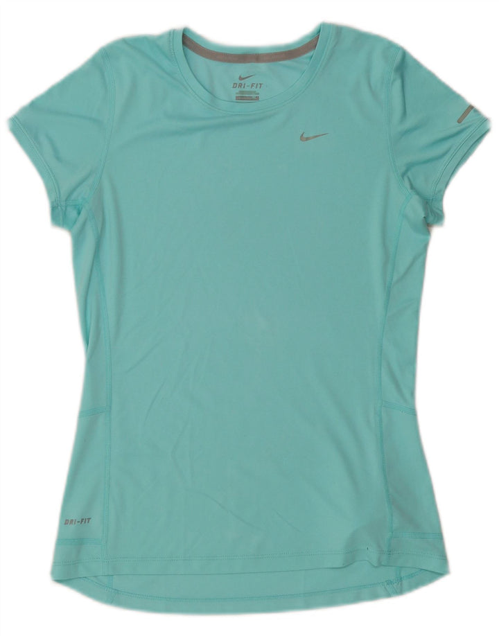 Nike Mujer Dri Fit Camiseta Top UK 10 Small Turquesa Poliéster