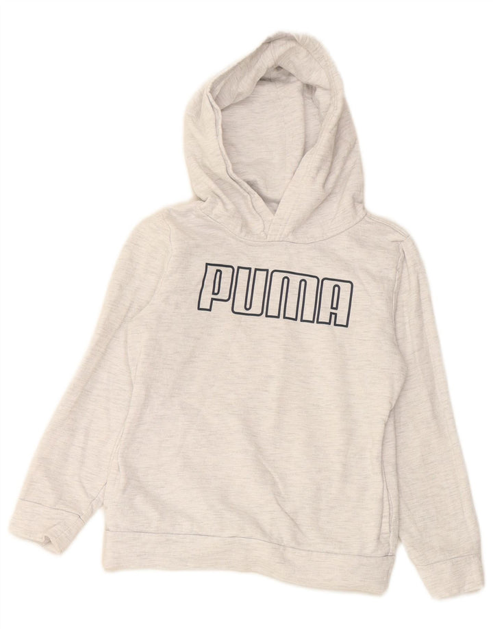 PUMA Sudadera con capucha gráfica para niñas 6-7 años Algodón gris