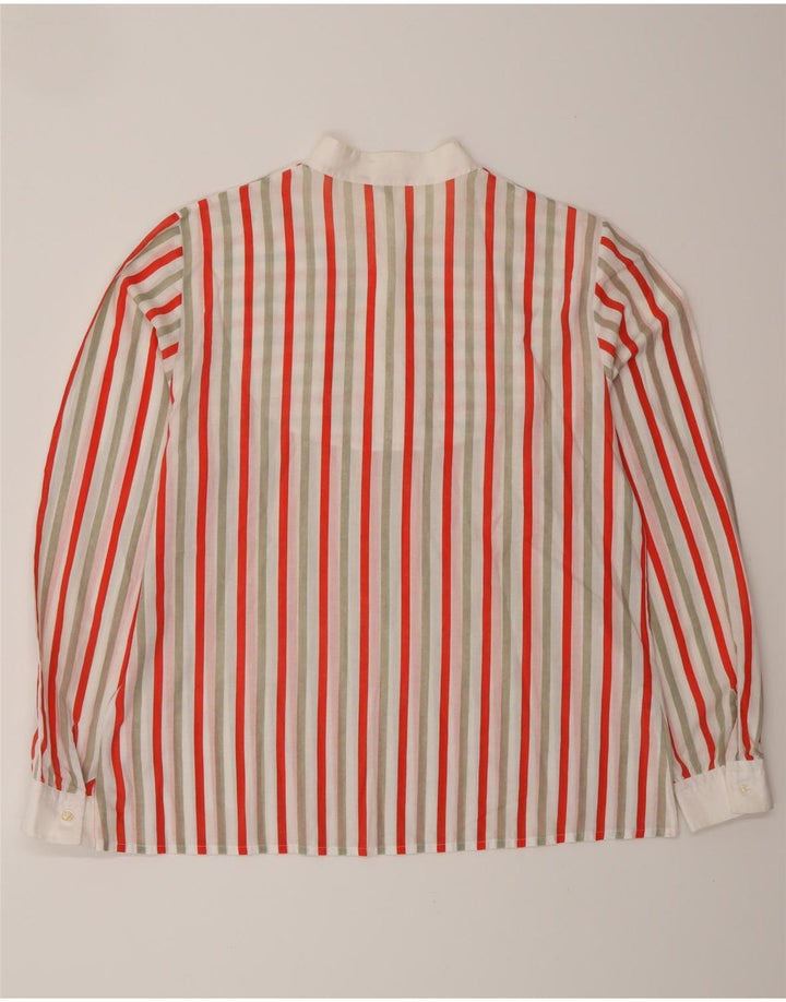 VINTAGE Camisa pullover para mujer Reino Unido 16 Poliéster a rayas multicolor grande