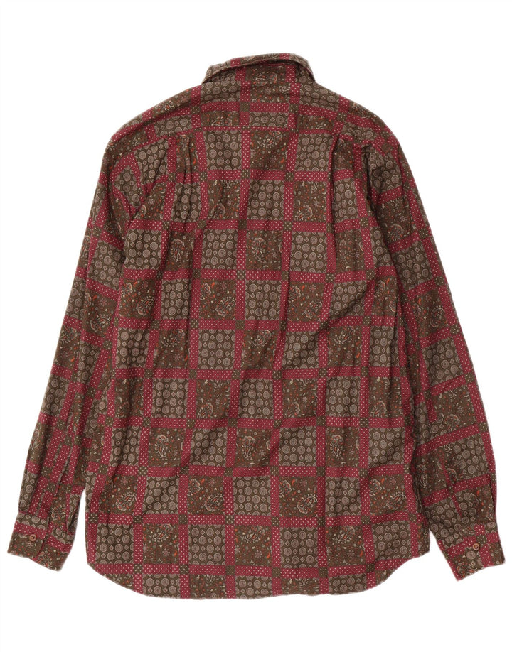 Camisa Hombre Hojas Verdes Talla 38/39 Viscosa Paisley Roja Mediana
