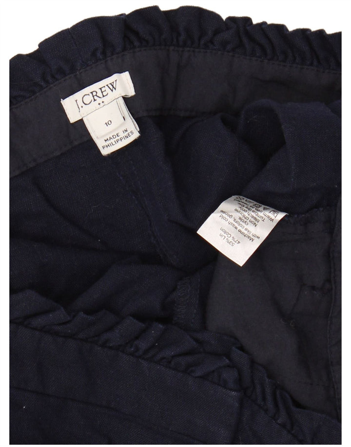 J. CREW Pantalones cortos chinos de cintura alta para mujer US 10 Large W30 Azul marino Lino