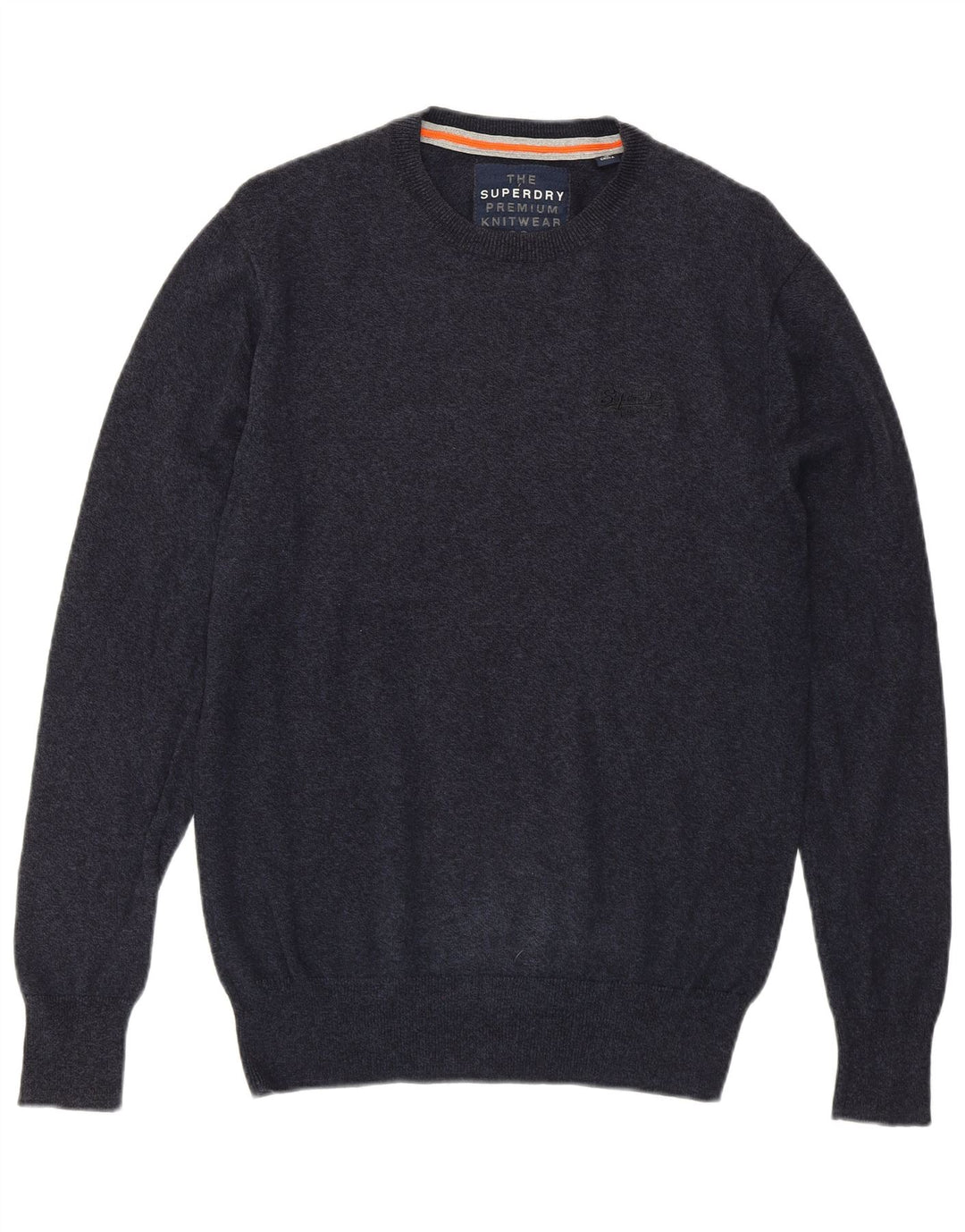 SUPERDRY Jersey de cuello redondo para hombre de algodón azul marino medio