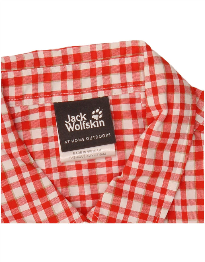Jack Wolfskin Camisa de manga corta para mujer UK 46 Large Red Check Poliamida