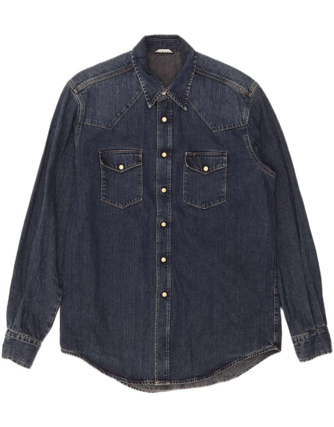 SISLEY Camisa vaquera para hombre grande azul marino