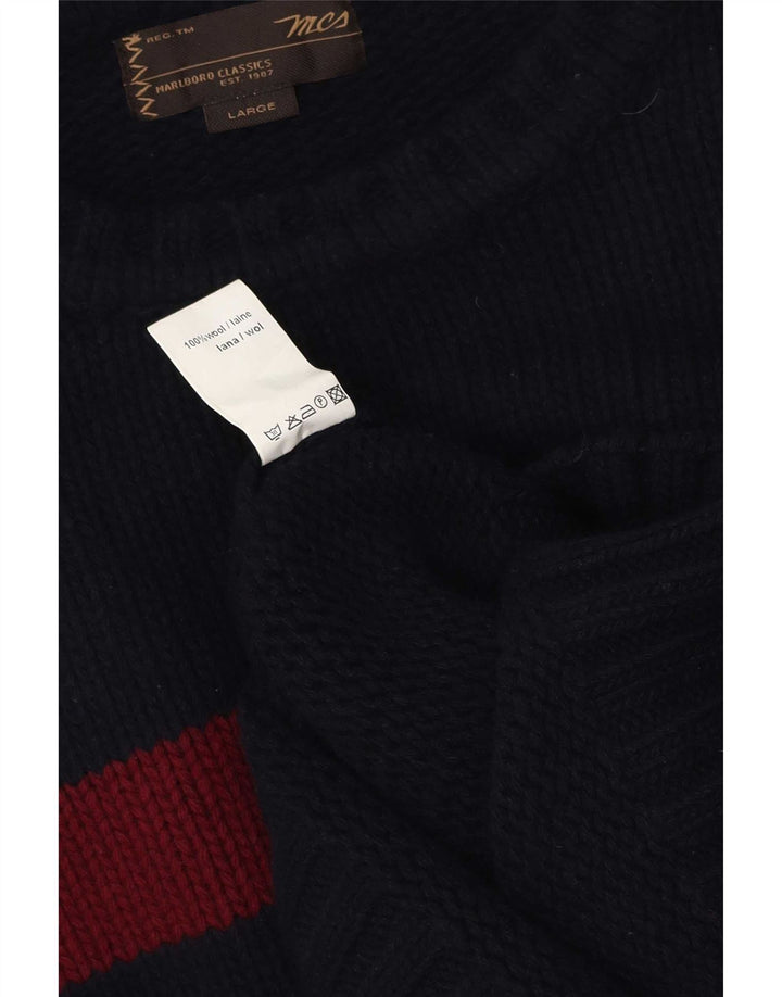 Marlboro Classics - Jersey de cuello redondo para hombre, talla grande, color azul marino