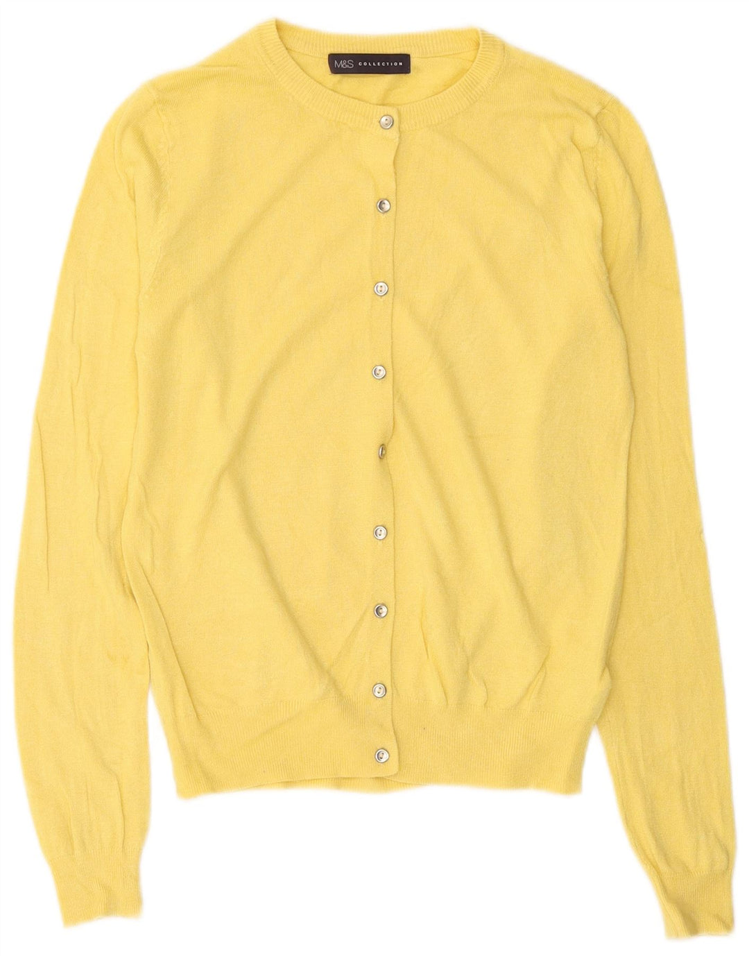 Marks & Spencer Suéter tipo cárdigan para mujer UK 8 Small Viscosa amarilla