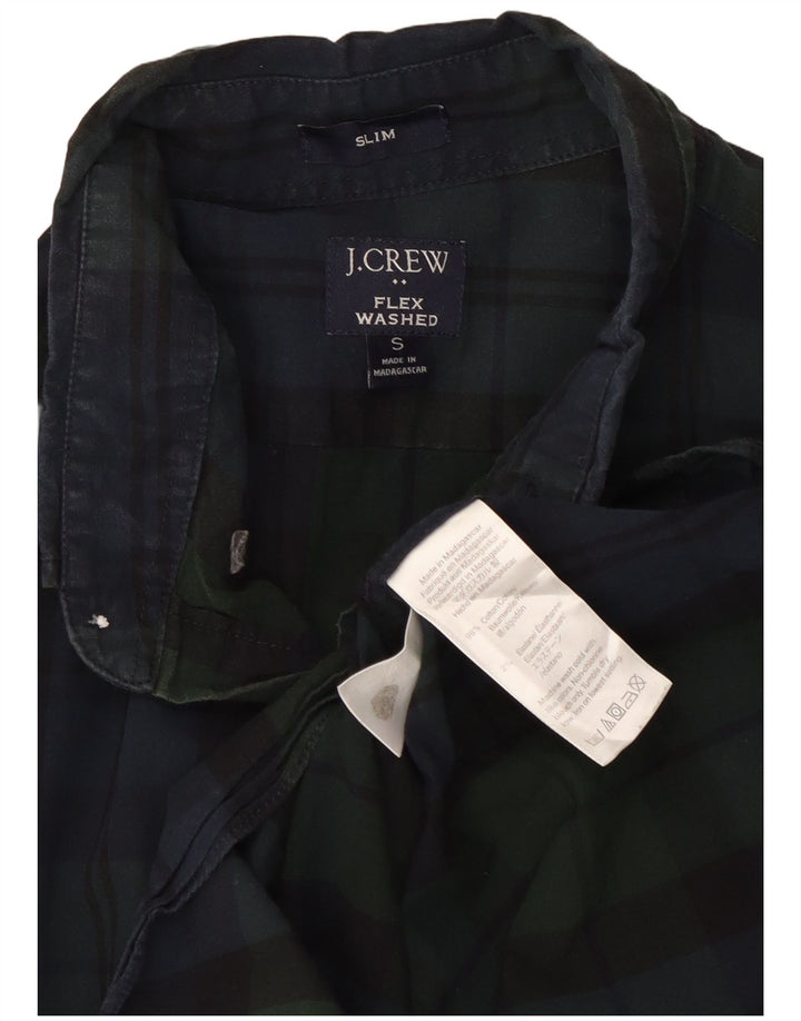 J. Crew Camisa ajustada para hombre de algodón a cuadros verdes pequeños